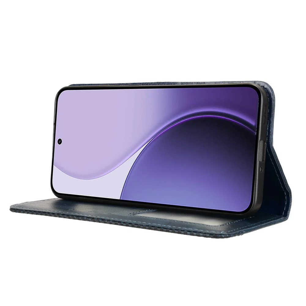For Oppo Reno14 Pro 5G (Global) Leather Case Wallet Stand Retro Texture Phone Cover - Blue - Image 7