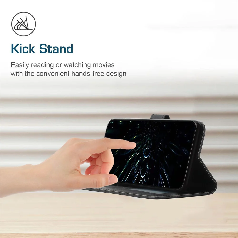 For Oppo Reno14 Pro 5G (Global) Leather Phone Case Foldable Stand Wallet Flip Cover with Strap - Black - Image 5