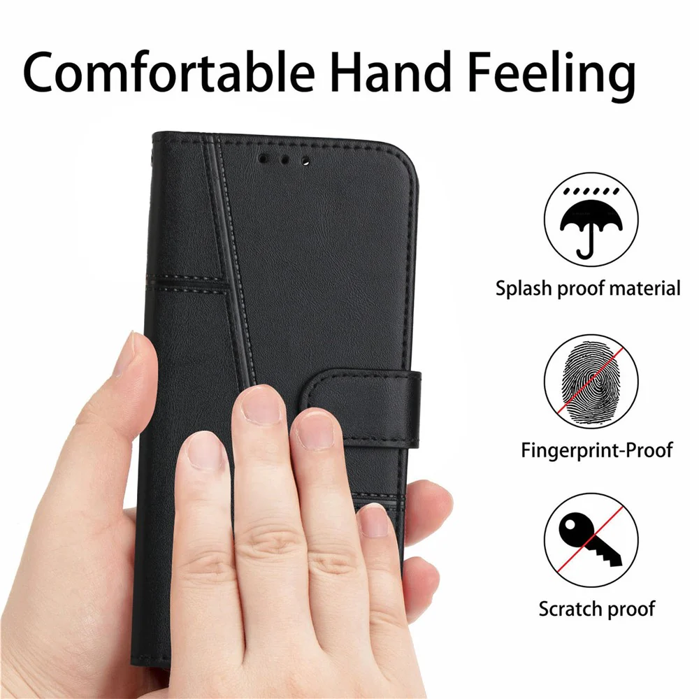 For Oppo Reno14 Pro 5G (Global) Leather Phone Case Foldable Stand Wallet Flip Cover with Strap - Black - Image 8