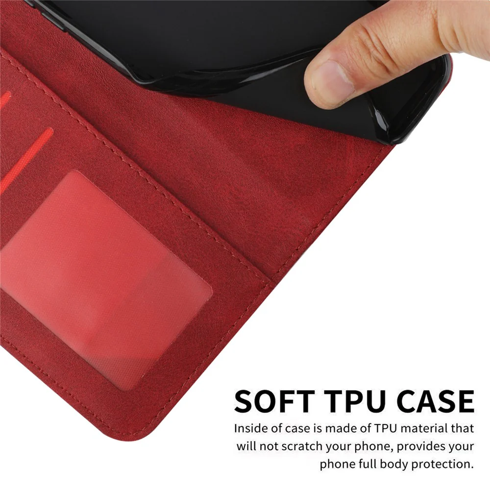 For Oppo Reno14 Pro 5G (Global) Leather Phone Case Foldable Stand Wallet Flip Cover with Strap - Red - Image 6