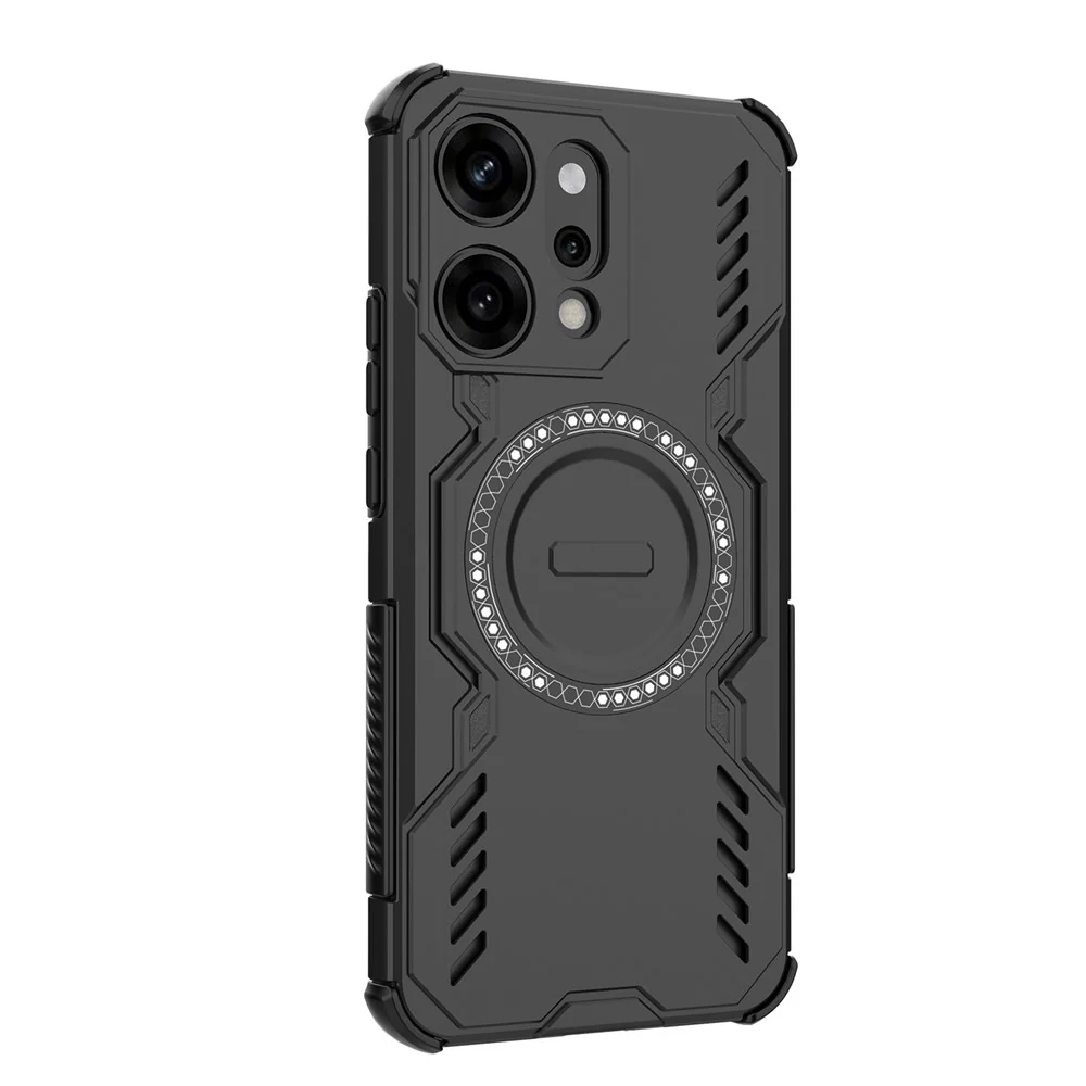 For Oppo Reno14 Pro 5G (Global) Magnetic Case Butterfly Armor Hollow Heat Dissipation PC + TPU Phone Cover - Black - Image 3