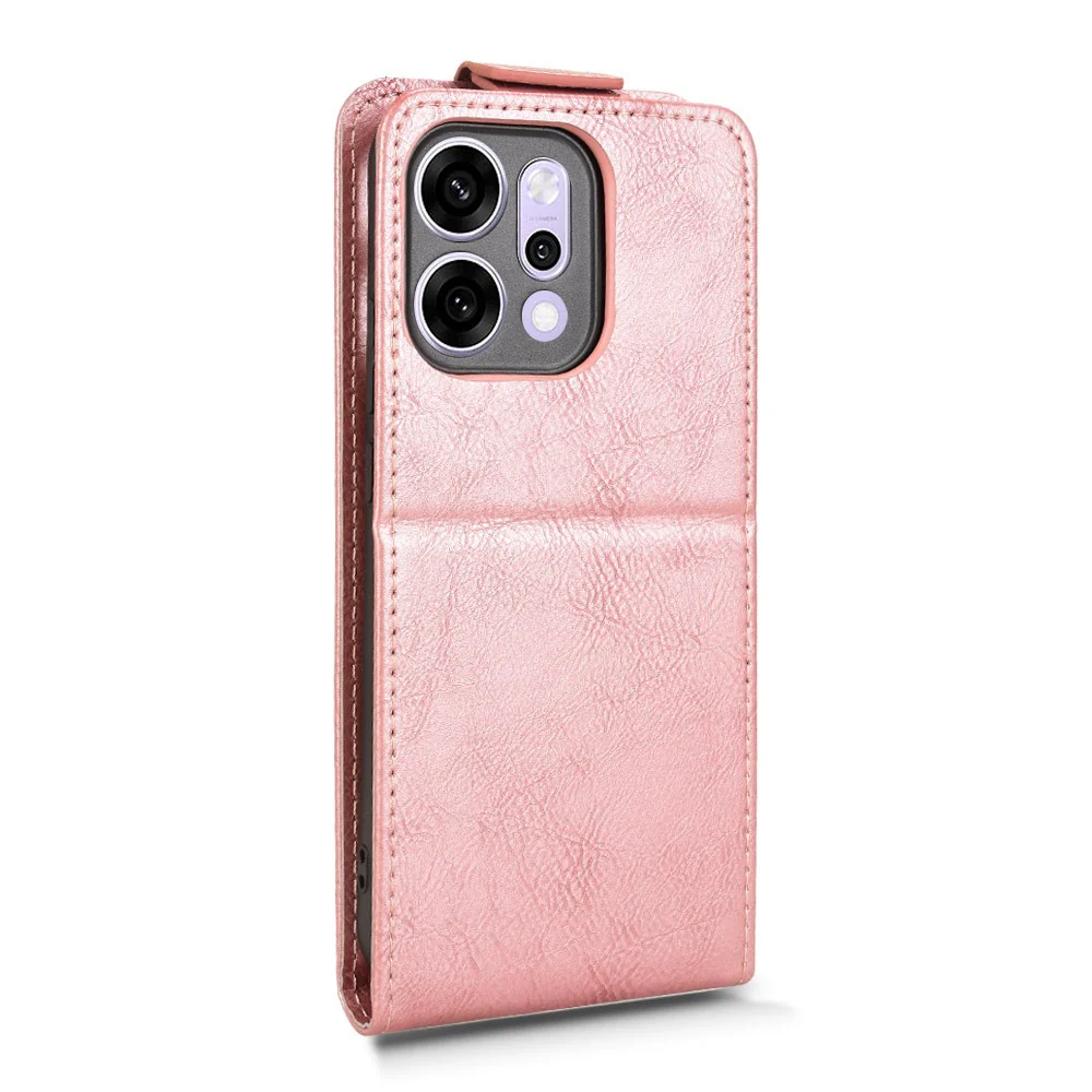 For Oppo Reno14 Pro 5G (Global) Stand Case Magnetic Clasp Vertical Flip Leather Phone Cover with Card Holder - Rose Gold - Image 7