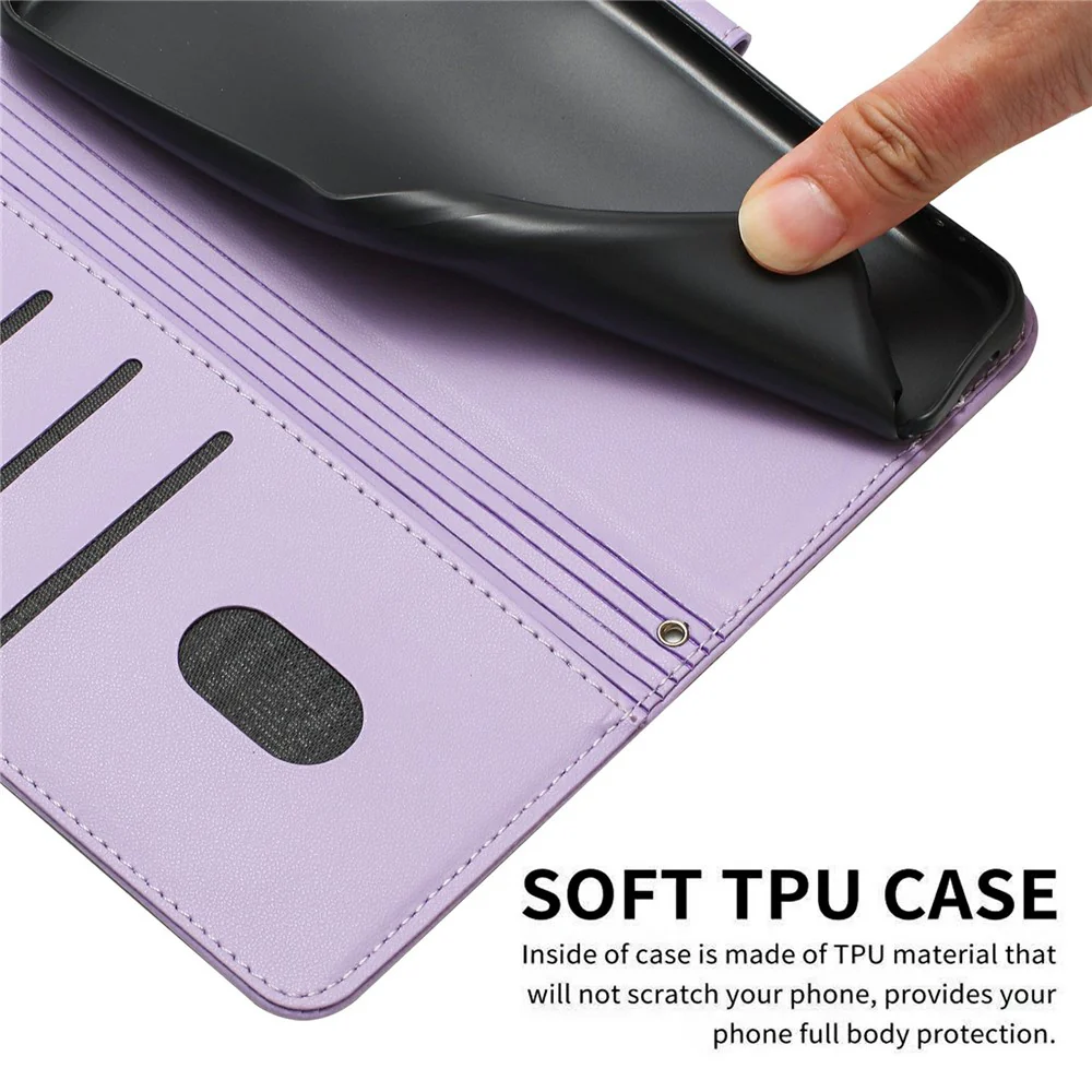 For Oppo Reno14 Pro 5G (Global) Wallet Case Cats Imprint Leather Phone Cover with Strap - Purple - Image 6