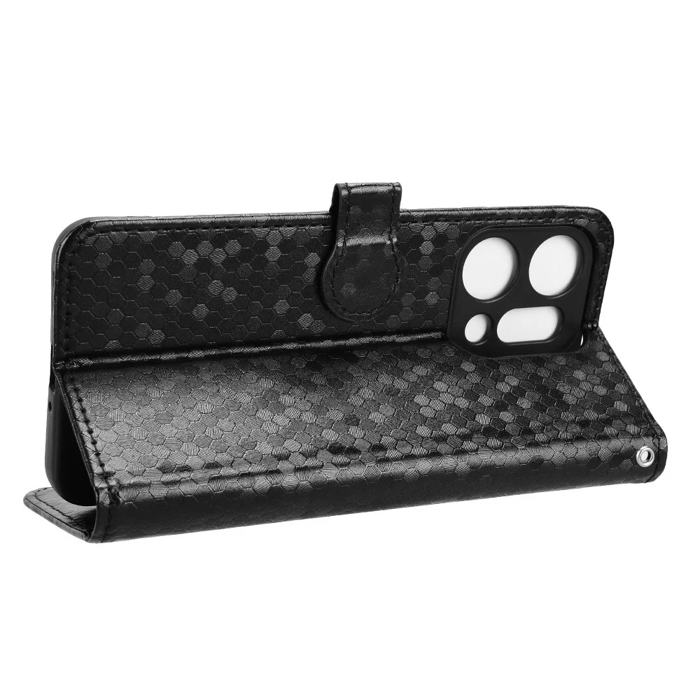 For Oppo Reno14 Pro 5G (Global) Wallet Case Dot Pattern Imprint PU Leather Phone Cover with Wrist Strap - Black - Image 3