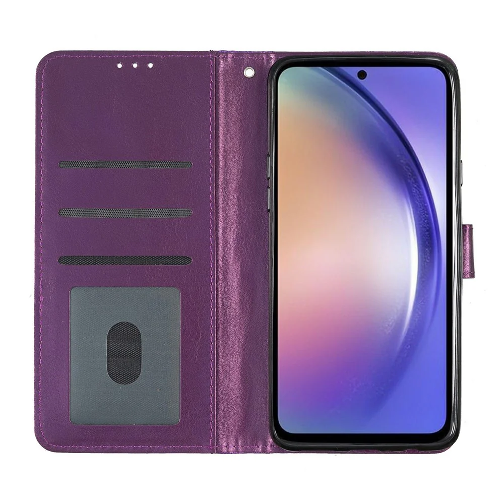 For Oppo Reno14 Pro 5G (Global) Wallet Case Glitter Anti-Scratch Leather Stand Phone Cover with Strap - Purple - Image 2