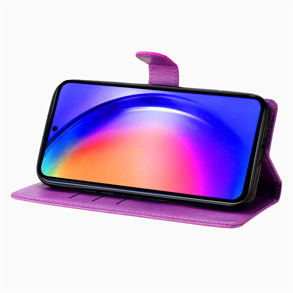 For Oppo Reno14 Pro 5G (Global) Wallet Case Glitter Anti-Scratch Leather Stand Phone Cover with Strap - Purple - Image 3