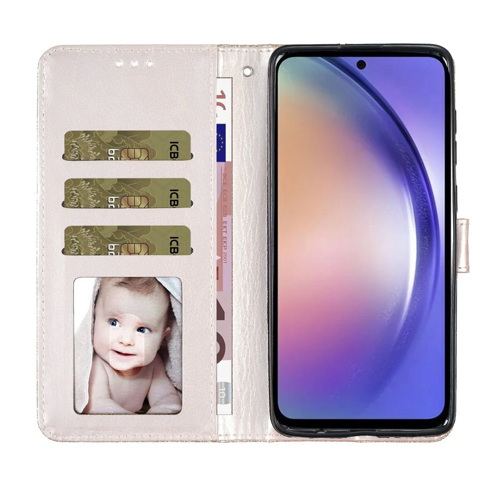 For Oppo Reno14 Pro 5G (Global) Wallet Case Glitter Anti-Scratch Leather Stand Phone Cover with Strap - Silver - Image 2