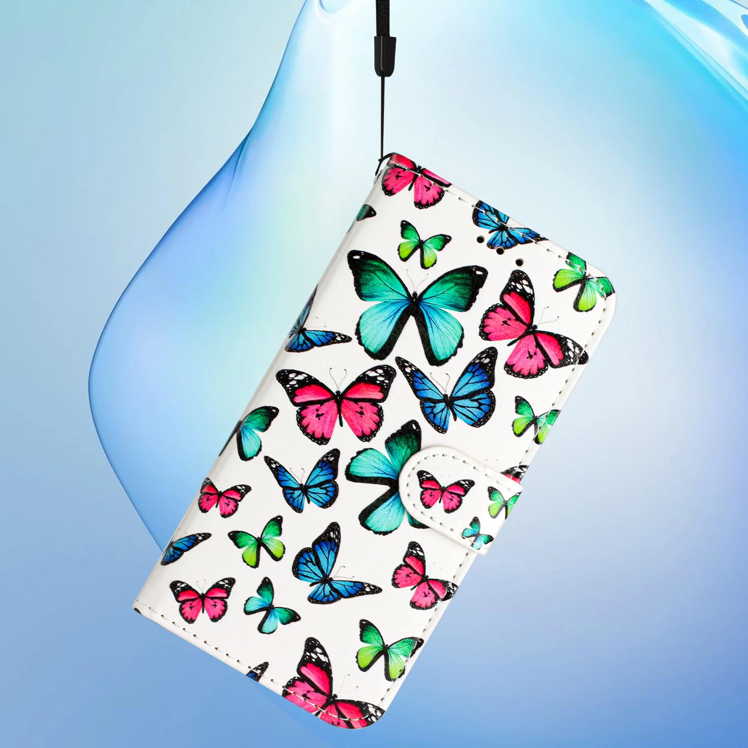 For Oppo Reno14 Pro 5G (Global) Wallet Case Printed Pattern PU Leather Stand Phone Cover with Strap - Butterflies - Image 5