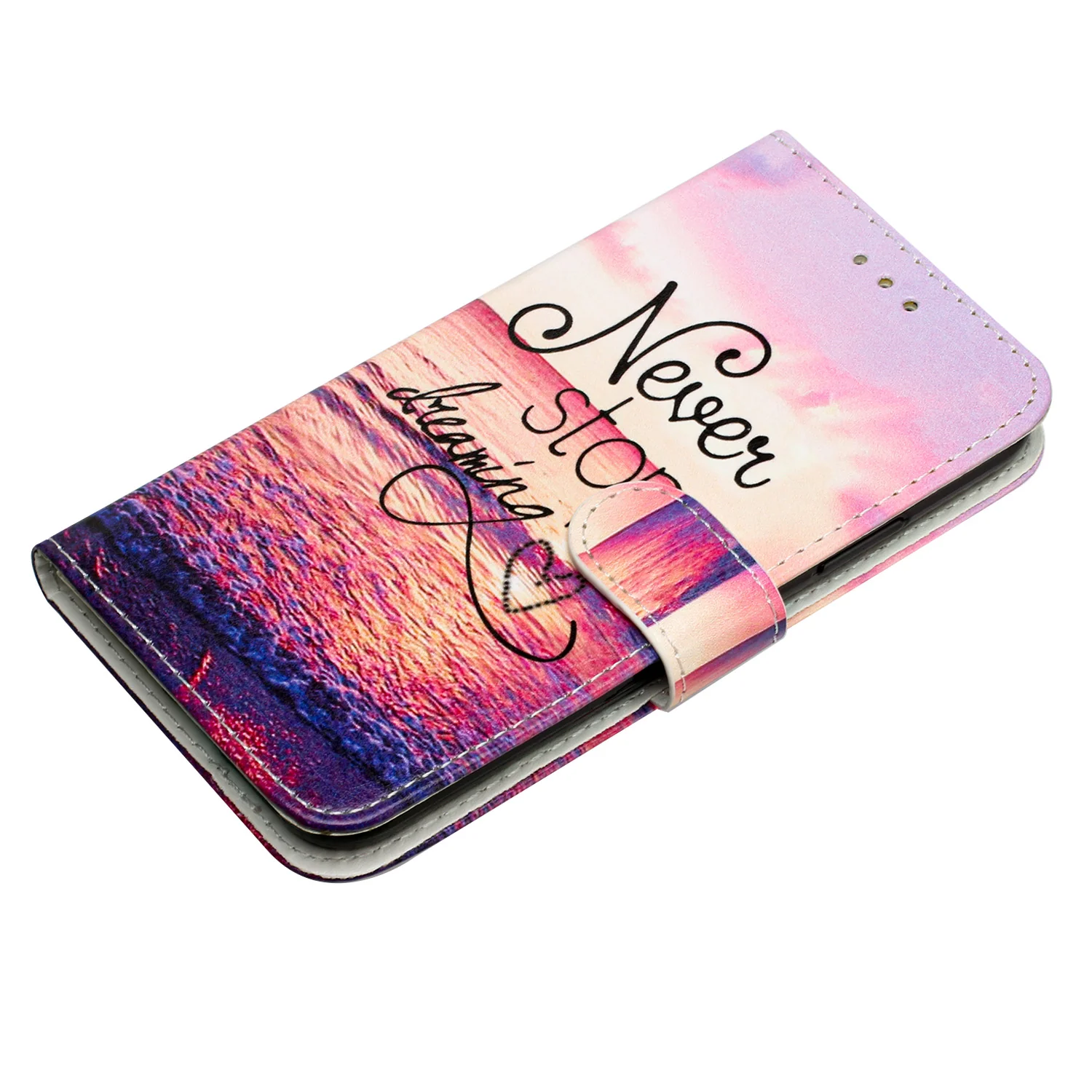 For Oppo Reno14 Pro 5G (Global) Wallet Case Printed Pattern PU Leather Stand Phone Cover with Strap - Never Stop Dreaming - Image 4