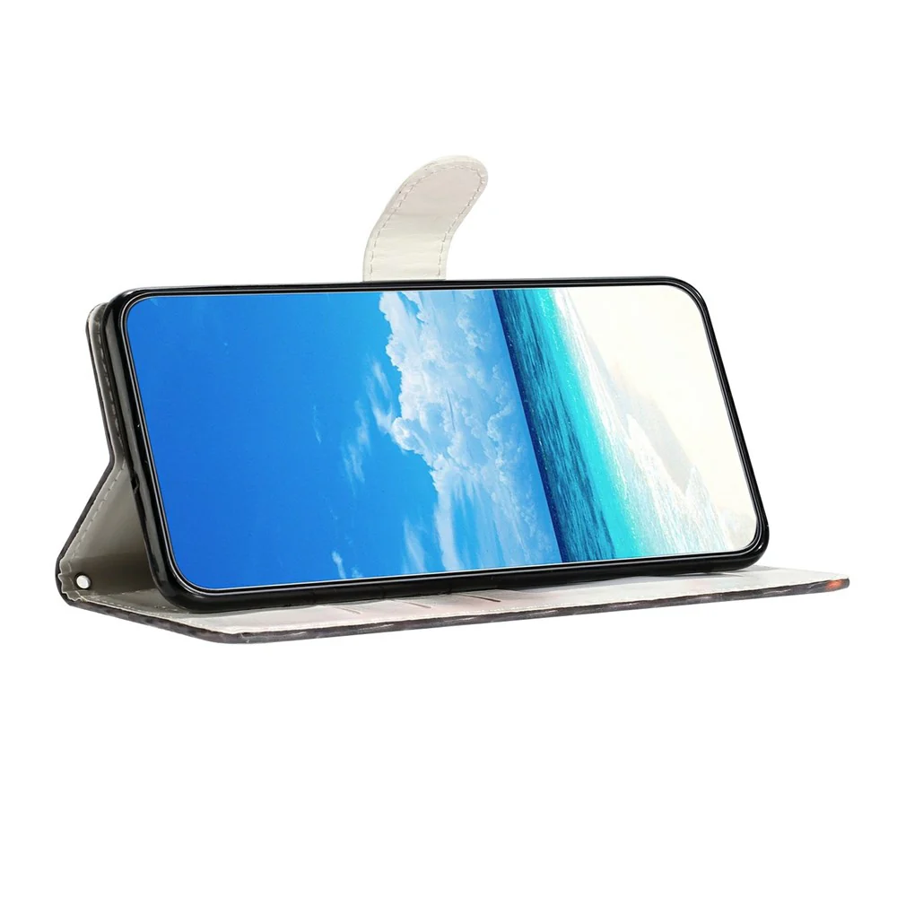 For Oppo Reno14 Pro 5G (Global) Wallet Case PU Leather Pattern Printing Stand Phone Cover with Strap - Cute Cat - Image 3