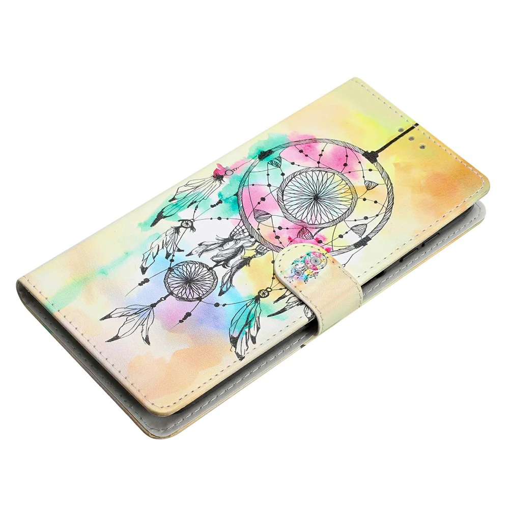 For Oppo Reno14 Pro 5G (Global) Wallet Case PU Leather Pattern Printing Stand Phone Cover with Strap - Wind Chime - Image 4