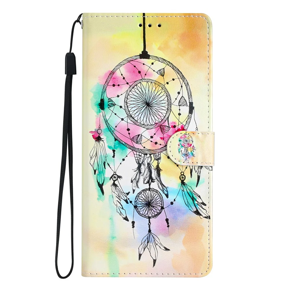 For Oppo Reno14 Pro 5G (Global) Wallet Case PU Leather Pattern Printing Stand Phone Cover with Strap - Wind Chime - Image 7