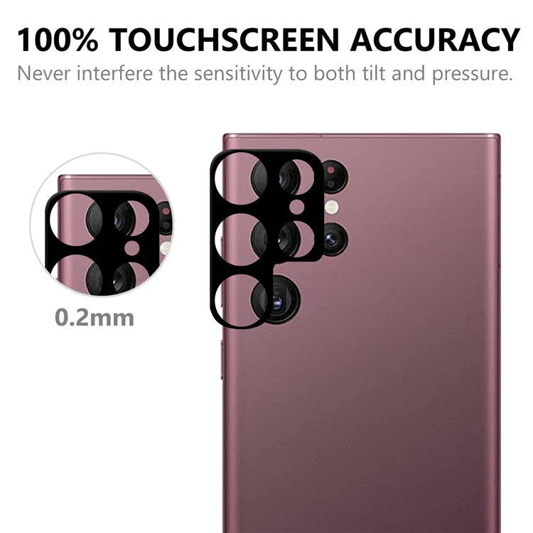 For Samsung Galaxy S22 Ultra 5G Camera Lens Protector Black Edge AGC Tempered Glass HD Clear Anti-Scratch Film - Image 5