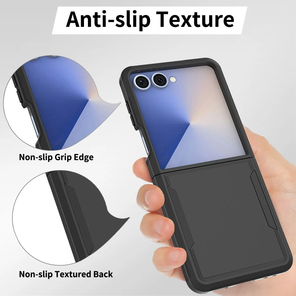 For Samsung Galaxy Z Flip7 5G Case 2 in 1 PC + TPU Shockproof Phone Cover - Black - Image 6