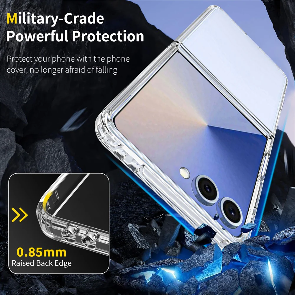For Samsung Galaxy Z Flip7 5G Case Anti-Scratch TPU + Acrylic Clear Back Phone Cover - Transparent - Image 3