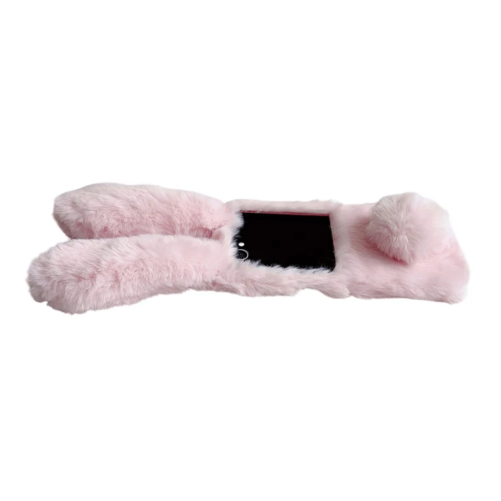 For Samsung Galaxy Z Flip7 5G Case Bunny Ears Winter Plush Hard PC Phone Cover - White - Image 4