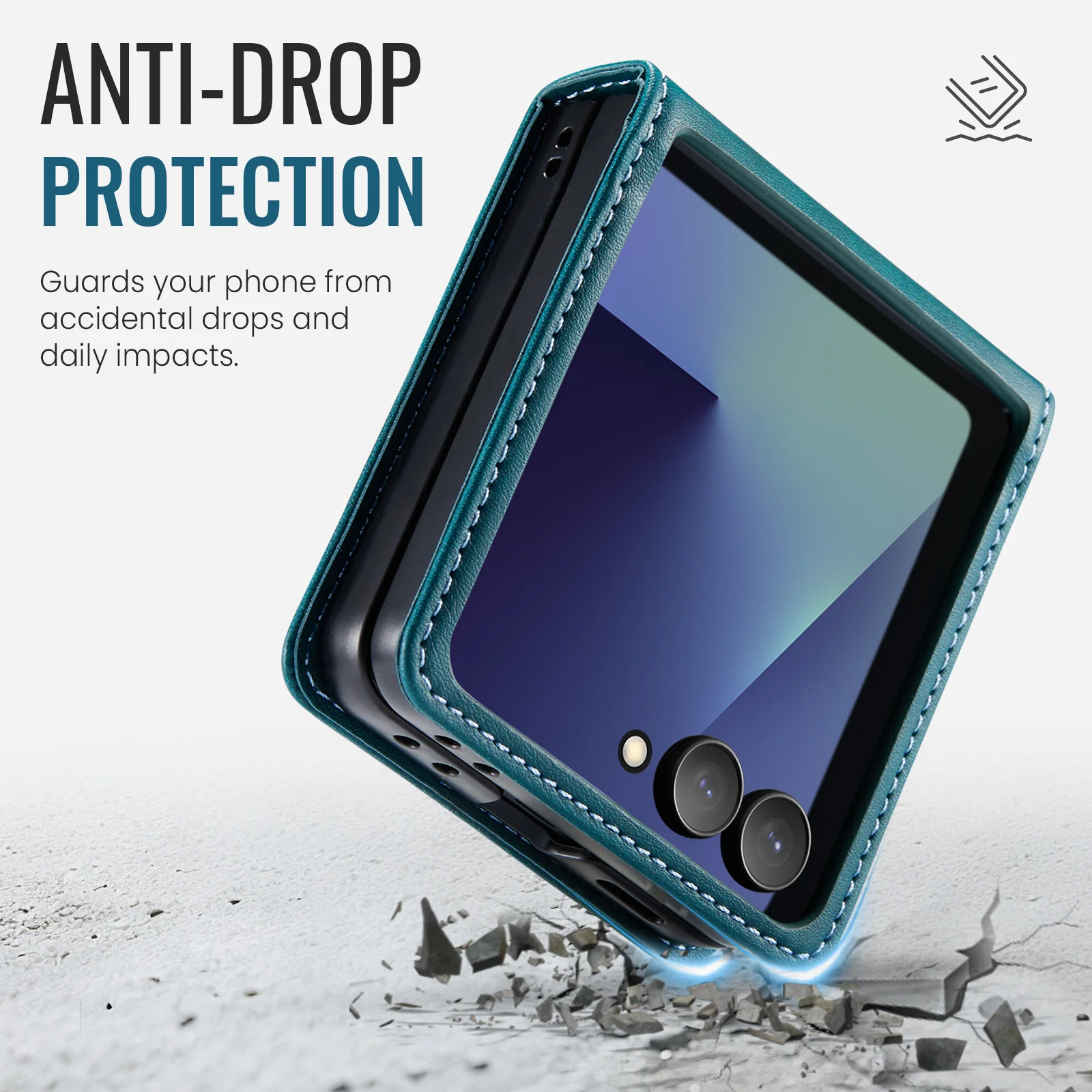 For Samsung Galaxy Z Flip7 5G Case CASEME 033 Series RFID Blocking Wallet Stand Calf Texture Leather Phone Cover - Green - Image 6
