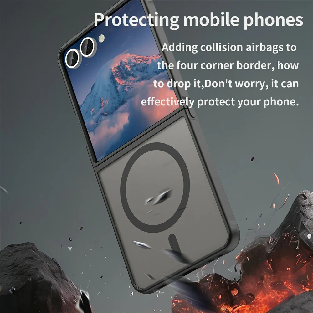 For Samsung Galaxy Z Flip7 5G Case Compatible with MagSafe Anti Drop PC + TPU Phone Cover - Black - Image 3
