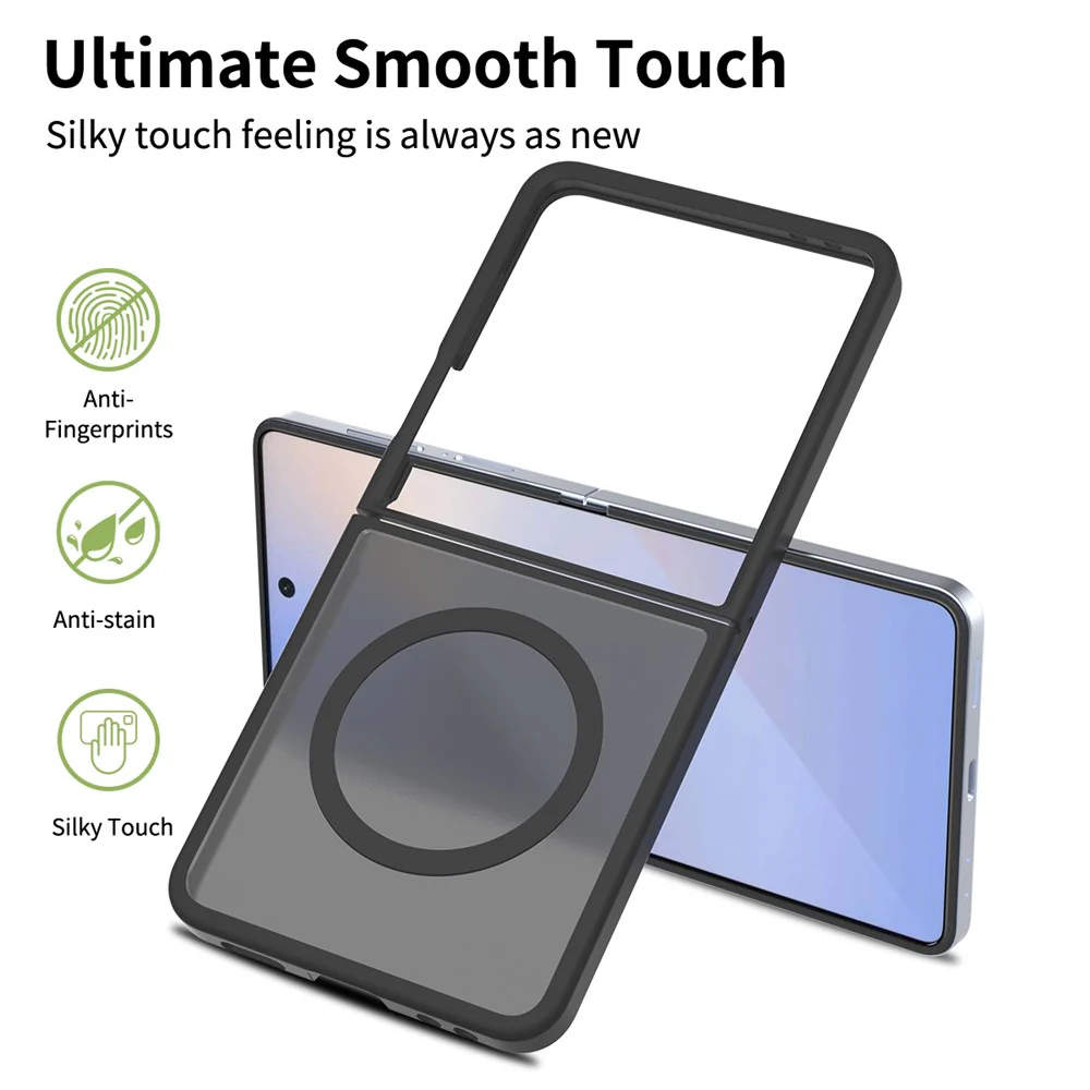 For Samsung Galaxy Z Flip7 5G Case Compatible with MagSafe TPU Frame Acrylic Back Phone Cover Skin Touch - Black - Image 2