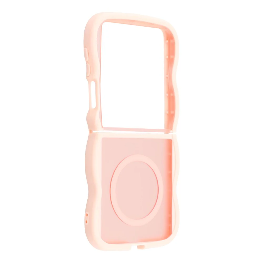 For Samsung Galaxy Z Flip7 5G Case Compatible with MagSafe TPU + PC Phone Back Cover Skin Touch Wave Shape - Pink - Image 2