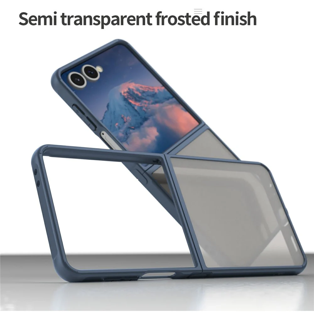For Samsung Galaxy Z Flip7 5G Case Drop Proof Airbags Frosted Translucent PC + TPU Phone Back Cover - Blue - Image 4