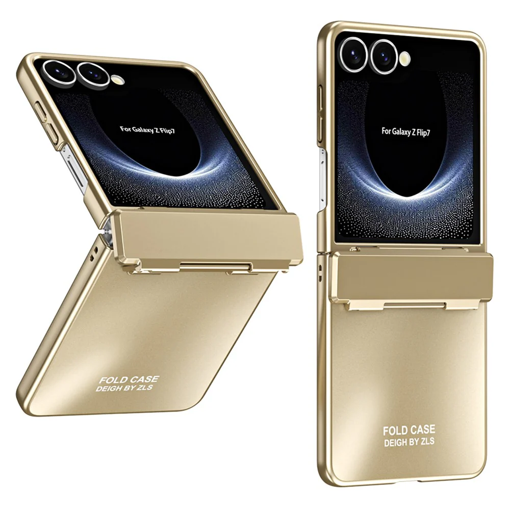 For Samsung Galaxy Z Flip7 5G Case Electroplating Hard PC Protective Phone Cover - Gold