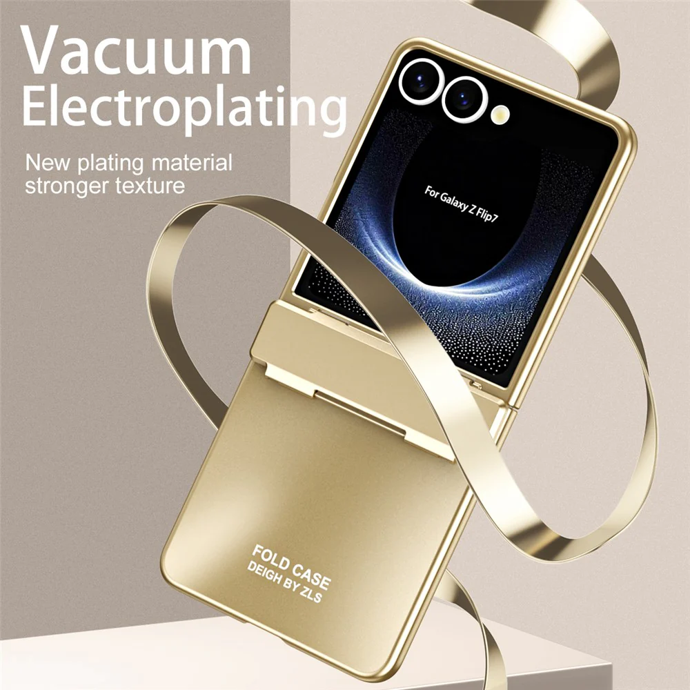 For Samsung Galaxy Z Flip7 5G Case Electroplating Hard PC Protective Phone Cover - Gold - Image 5
