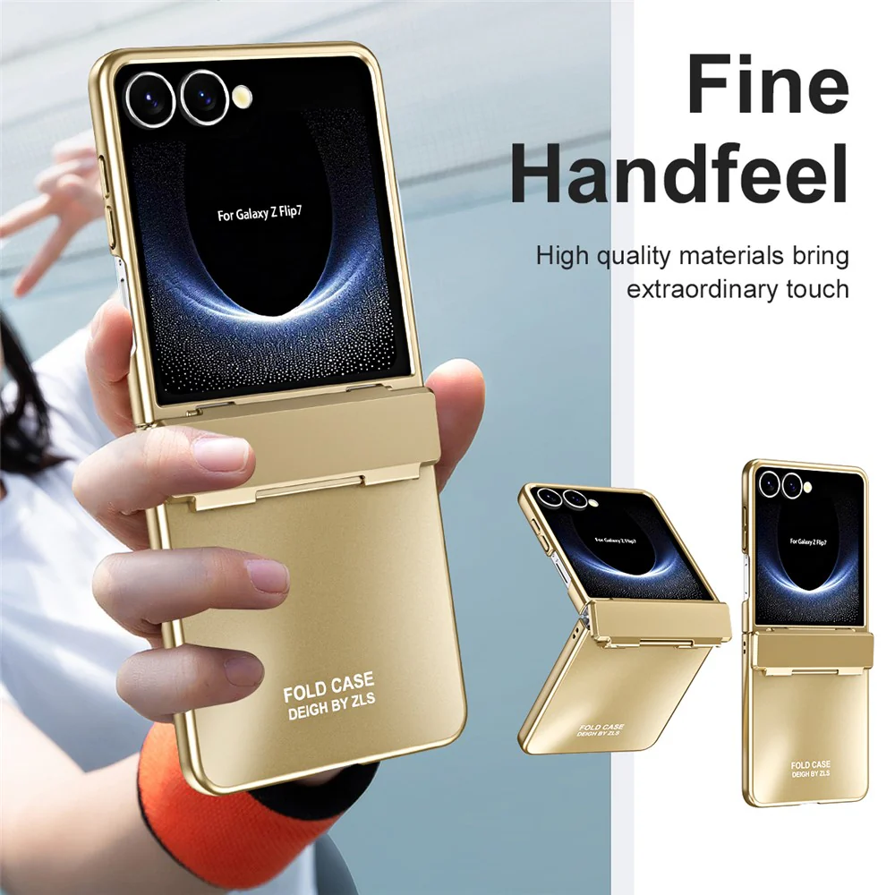 For Samsung Galaxy Z Flip7 5G Case Electroplating Hard PC Protective Phone Cover - Gold - Image 7