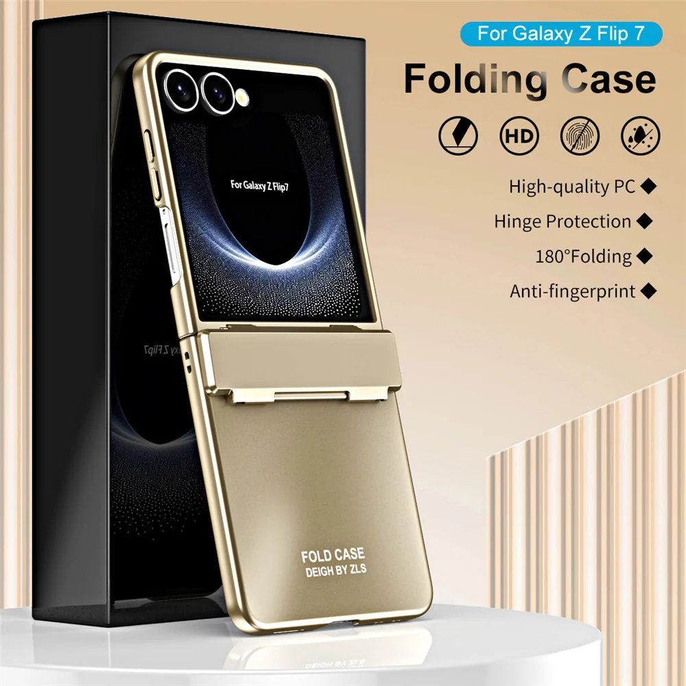 For Samsung Galaxy Z Flip7 5G Case Electroplating Hard PC Protective Phone Cover with Screen Protector - Black - Image 6