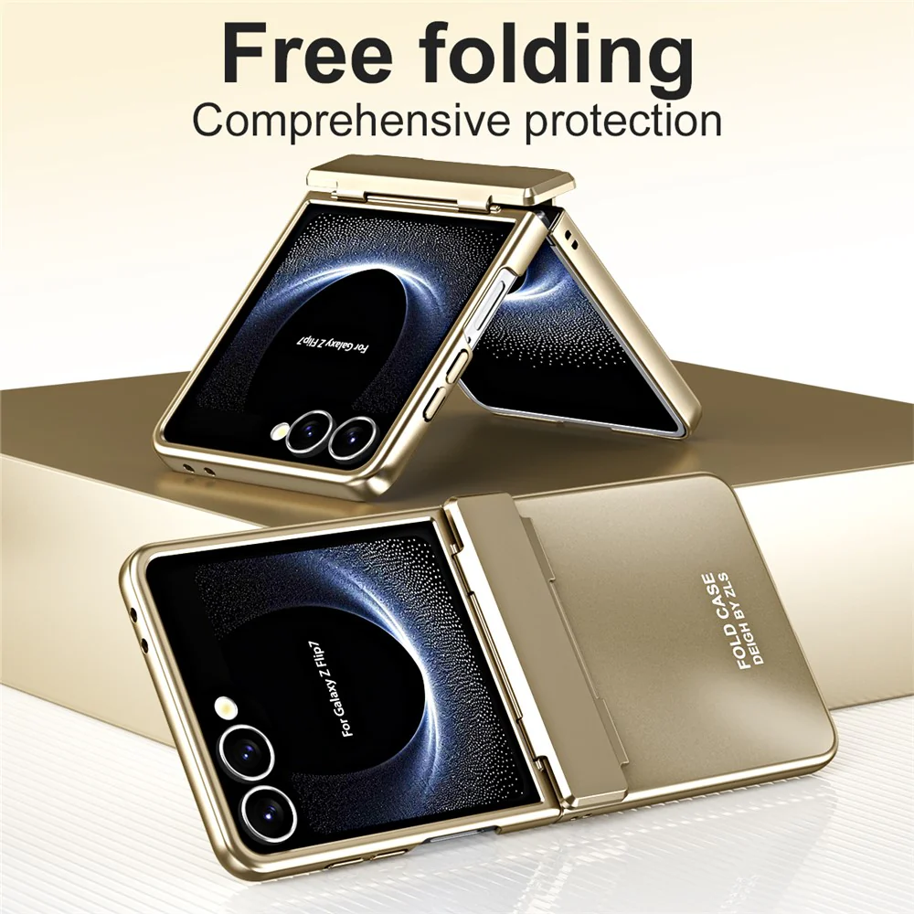 For Samsung Galaxy Z Flip7 5G Case Electroplating Hard PC Protective Phone Cover with Screen Protector - Black - Image 8