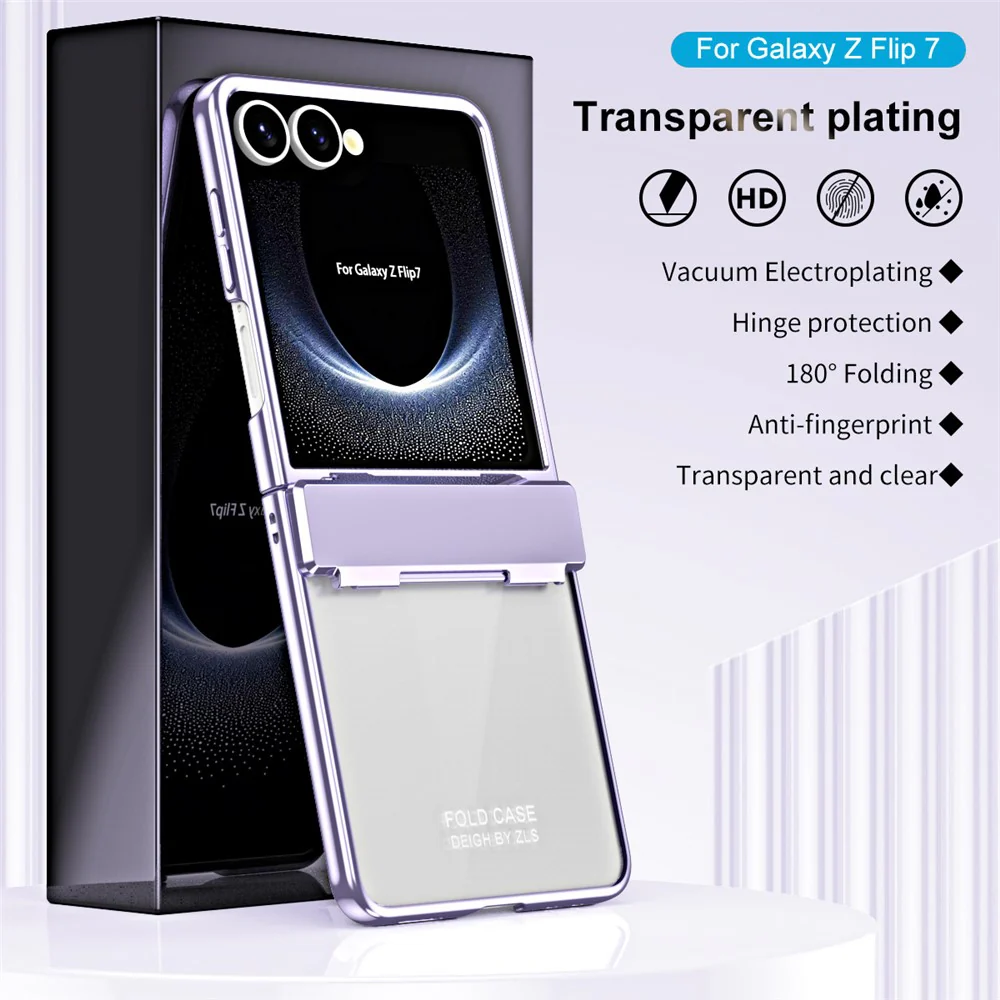 For Samsung Galaxy Z Flip7 5G Case Electroplating PC Folding Phone Cover - Purple - Image 3