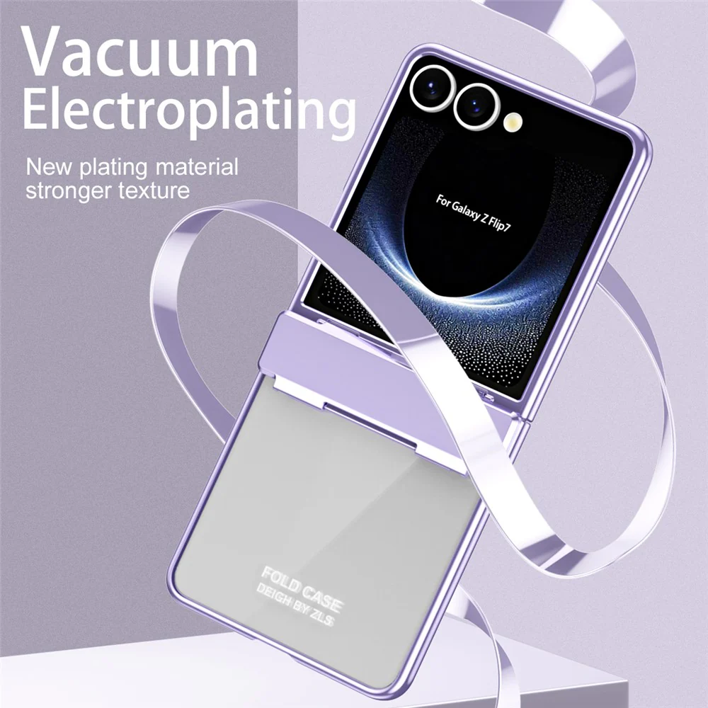 For Samsung Galaxy Z Flip7 5G Case Electroplating PC Folding Phone Cover - Purple - Image 5