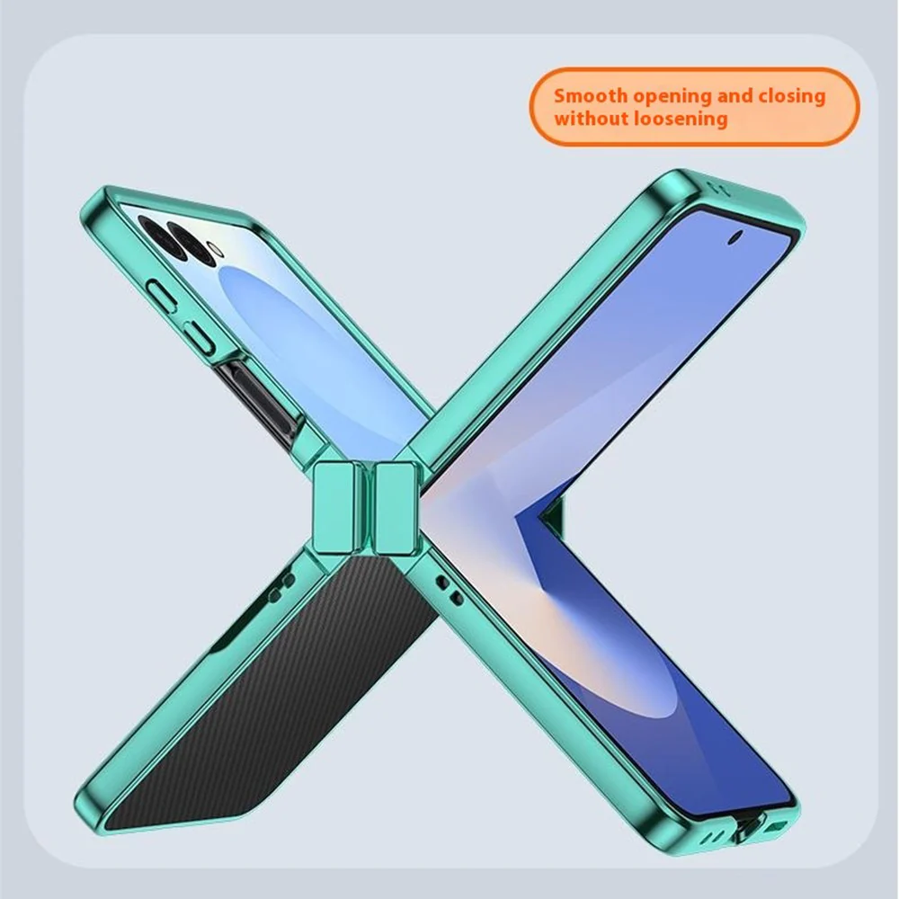 For Samsung Galaxy Z Flip7 5G Case Hinge Design Electroplating PC Clear Phone Cover - Purple - Image 3