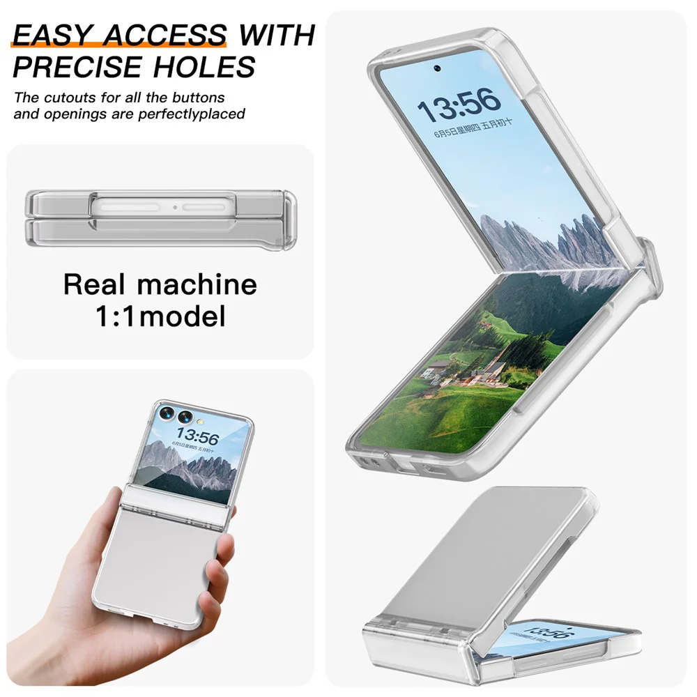 For Samsung Galaxy Z Flip7 5G Case Hinge Protection Hard PC Phone Cover Built-In Screen Film - Clear - Image 6