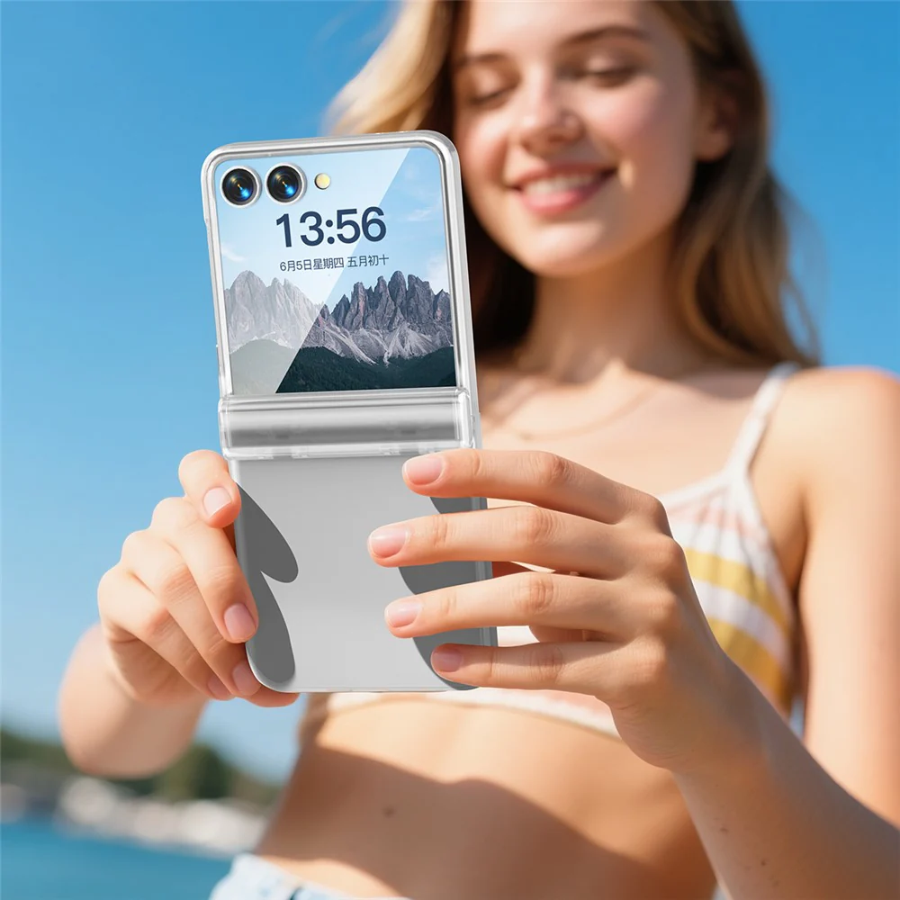 For Samsung Galaxy Z Flip7 5G Case Hinge Protection Hard PC Phone Cover Built-In Screen Film - Clear - Image 7