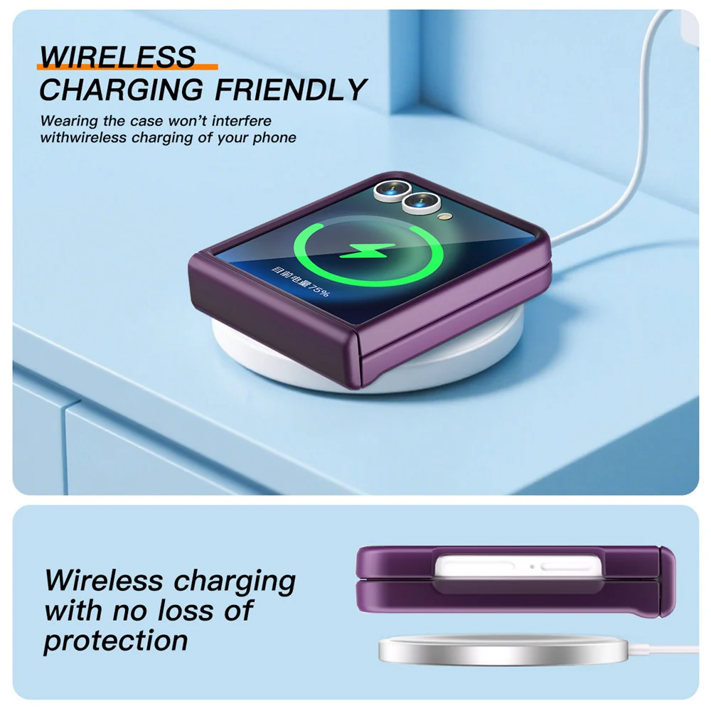For Samsung Galaxy Z Flip7 5G Case Hinge Protection Hard PC Phone Cover Built-In Screen Film - Dark Purple - Image 5
