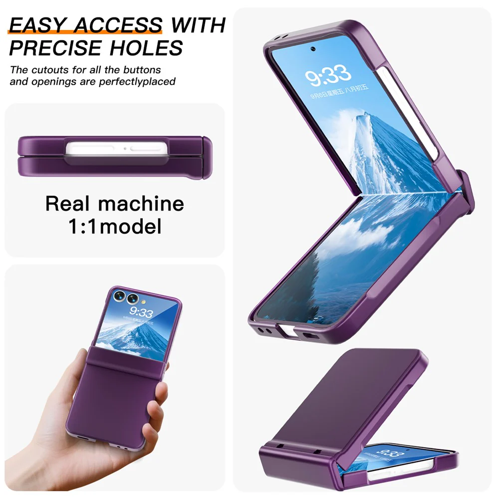 For Samsung Galaxy Z Flip7 5G Case Hinge Protection Hard PC Phone Cover Built-In Screen Film - Dark Purple - Image 6