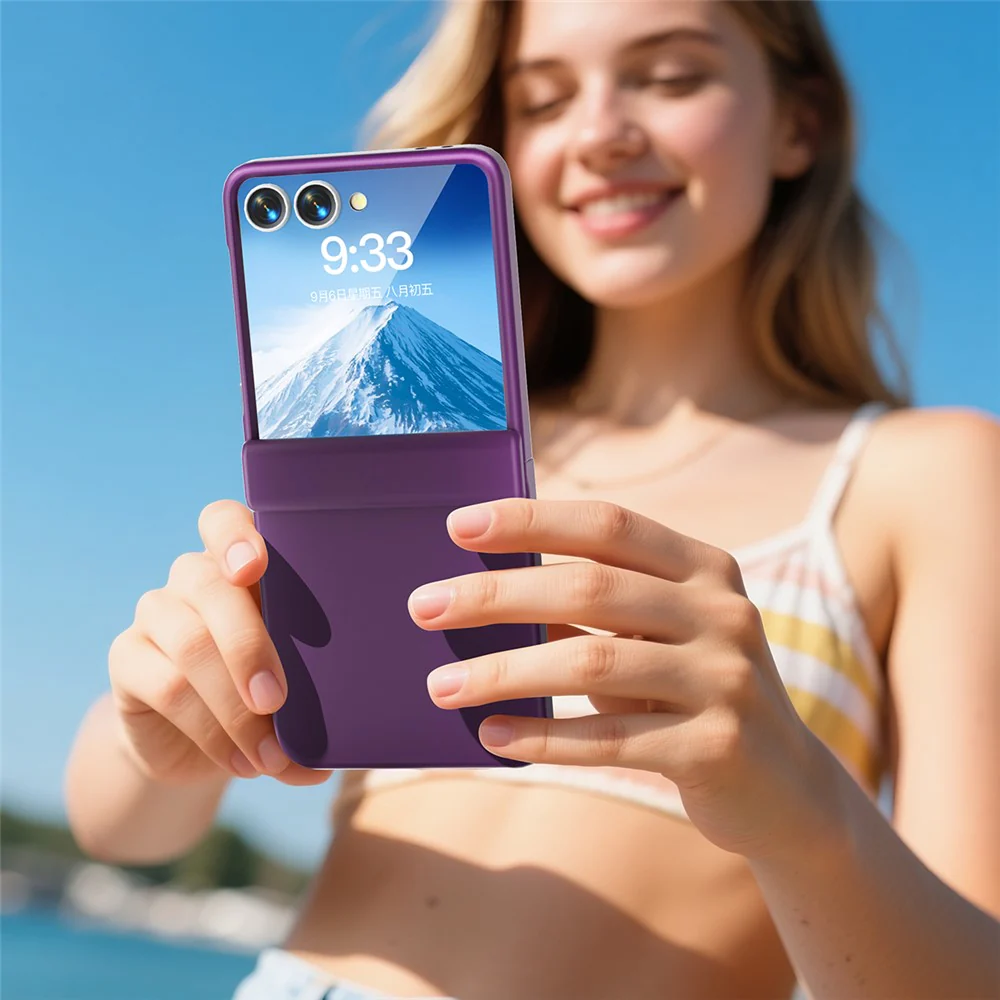 For Samsung Galaxy Z Flip7 5G Case Hinge Protection Hard PC Phone Cover Built-In Screen Film - Dark Purple - Image 7