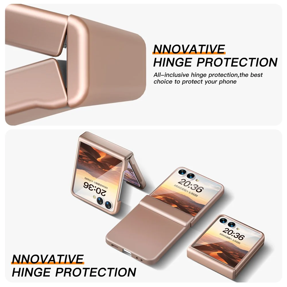 For Samsung Galaxy Z Flip7 5G Case Hinge Protection Hard PC Phone Cover Built-In Screen Film - Rose Gold - Image 2