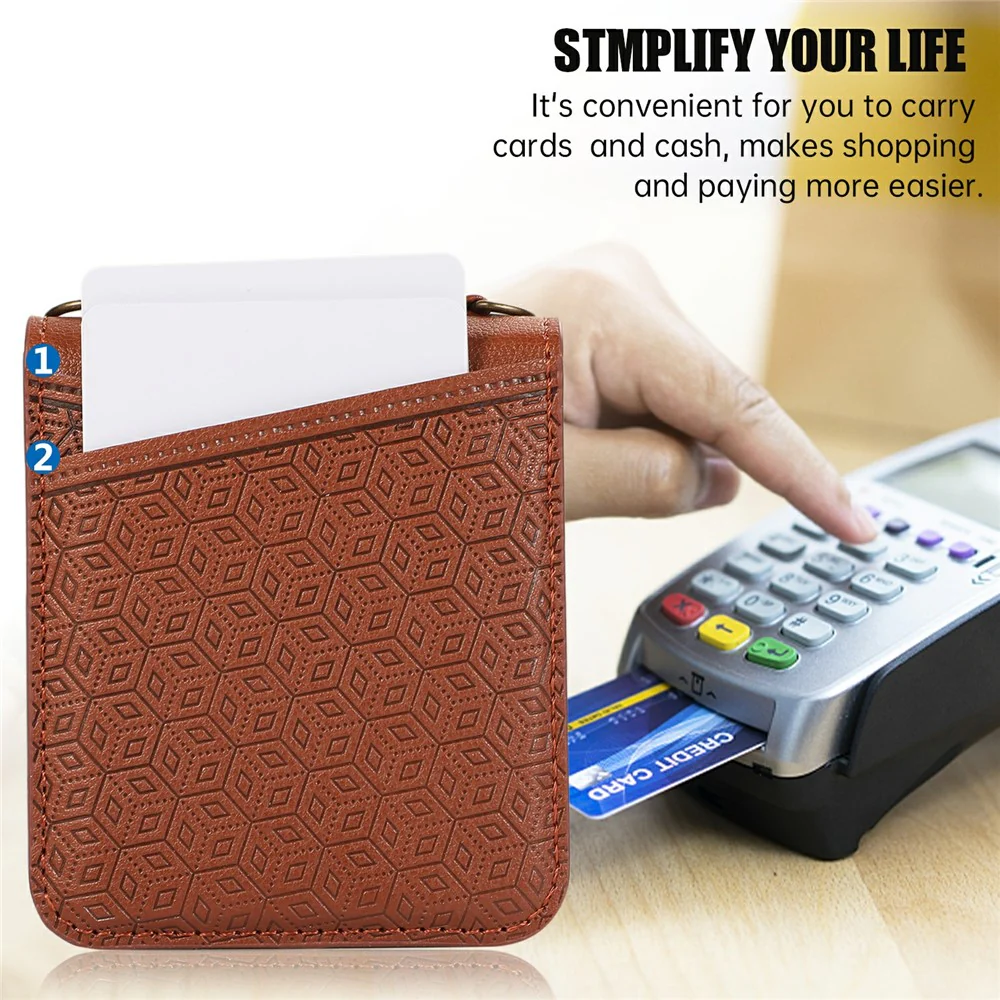 For Samsung Galaxy Z Flip7 5G Case Imprinted Rhombus Leather Phone Cover with Card Slots - Brown - Image 4