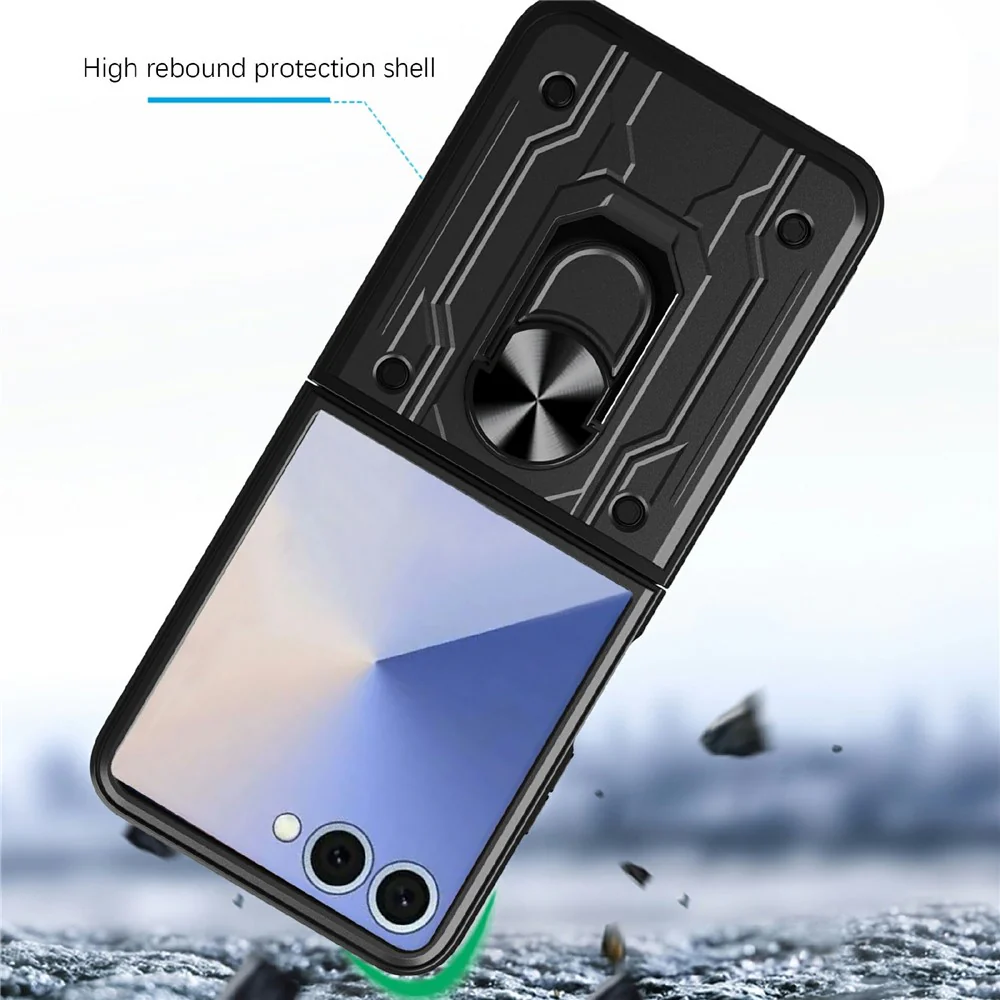For Samsung Galaxy Z Flip7 5G Case Kickstand PC Phone Back Cover - Black - Image 6