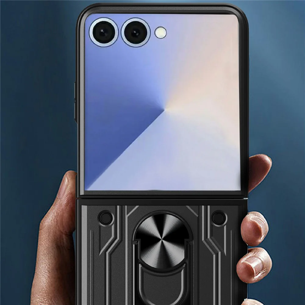 For Samsung Galaxy Z Flip7 5G Case Kickstand PC Phone Back Cover - Sapphire - Image 7