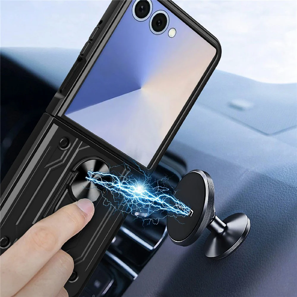 For Samsung Galaxy Z Flip7 5G Case Kickstand PC Phone Back Cover - Titanium Grey - Image 3