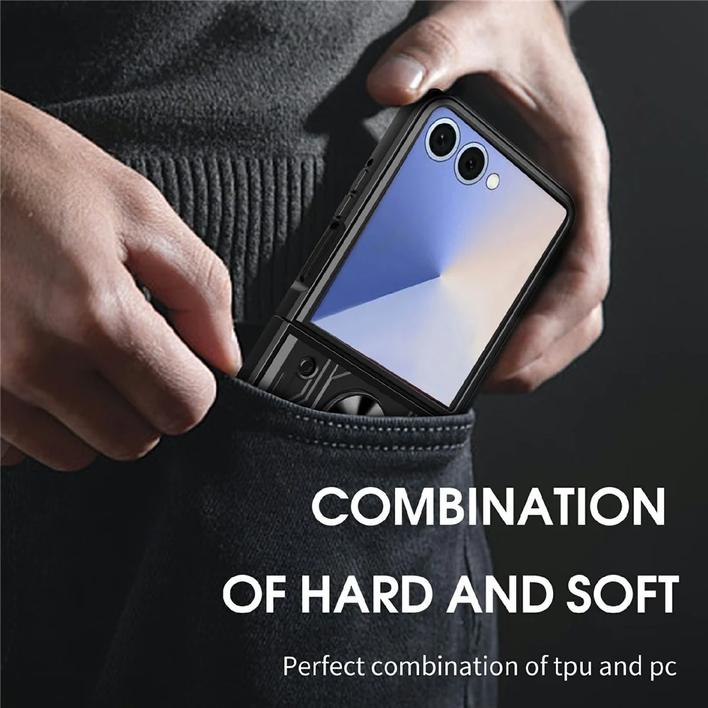 For Samsung Galaxy Z Flip7 5G Case Kickstand PC Phone Back Cover - Titanium Grey - Image 8