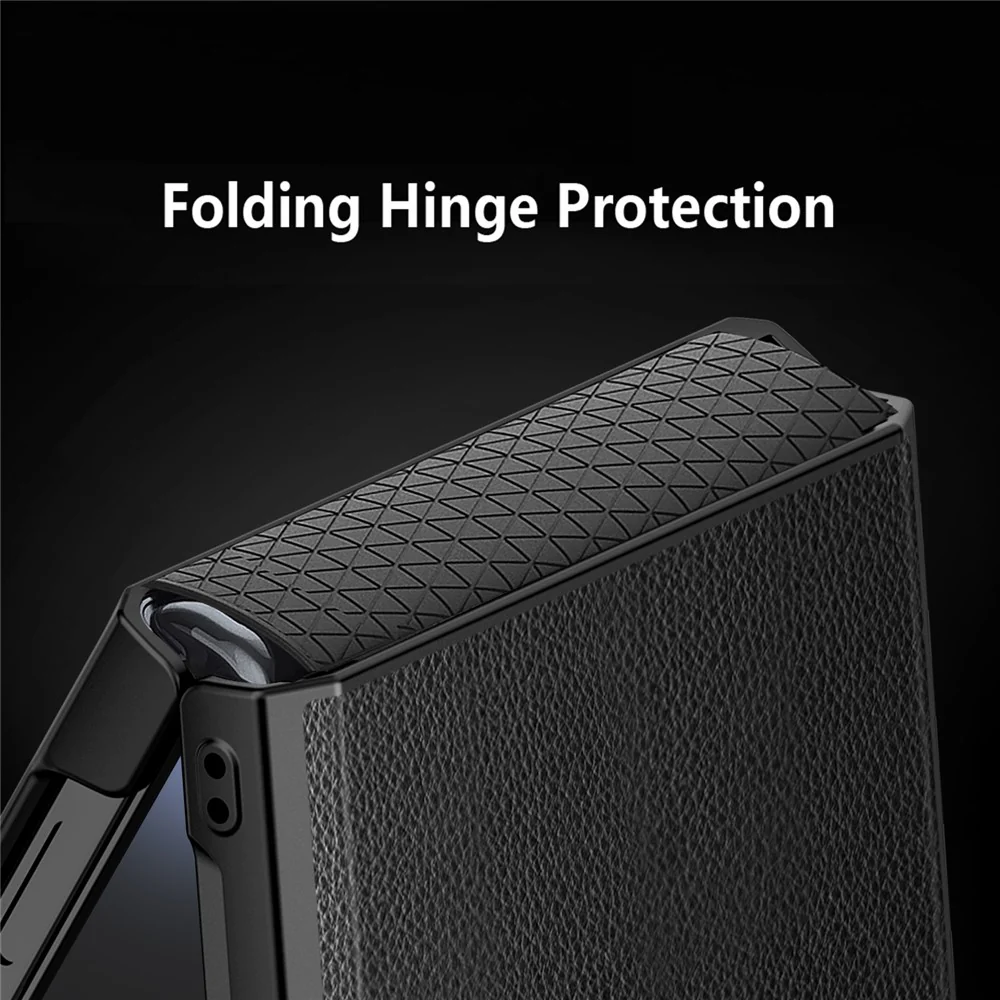 For Samsung Galaxy Z Flip7 5G Case Kickstand PC+PU Phone Cover with Screen / Lens Film - Black - Image 2