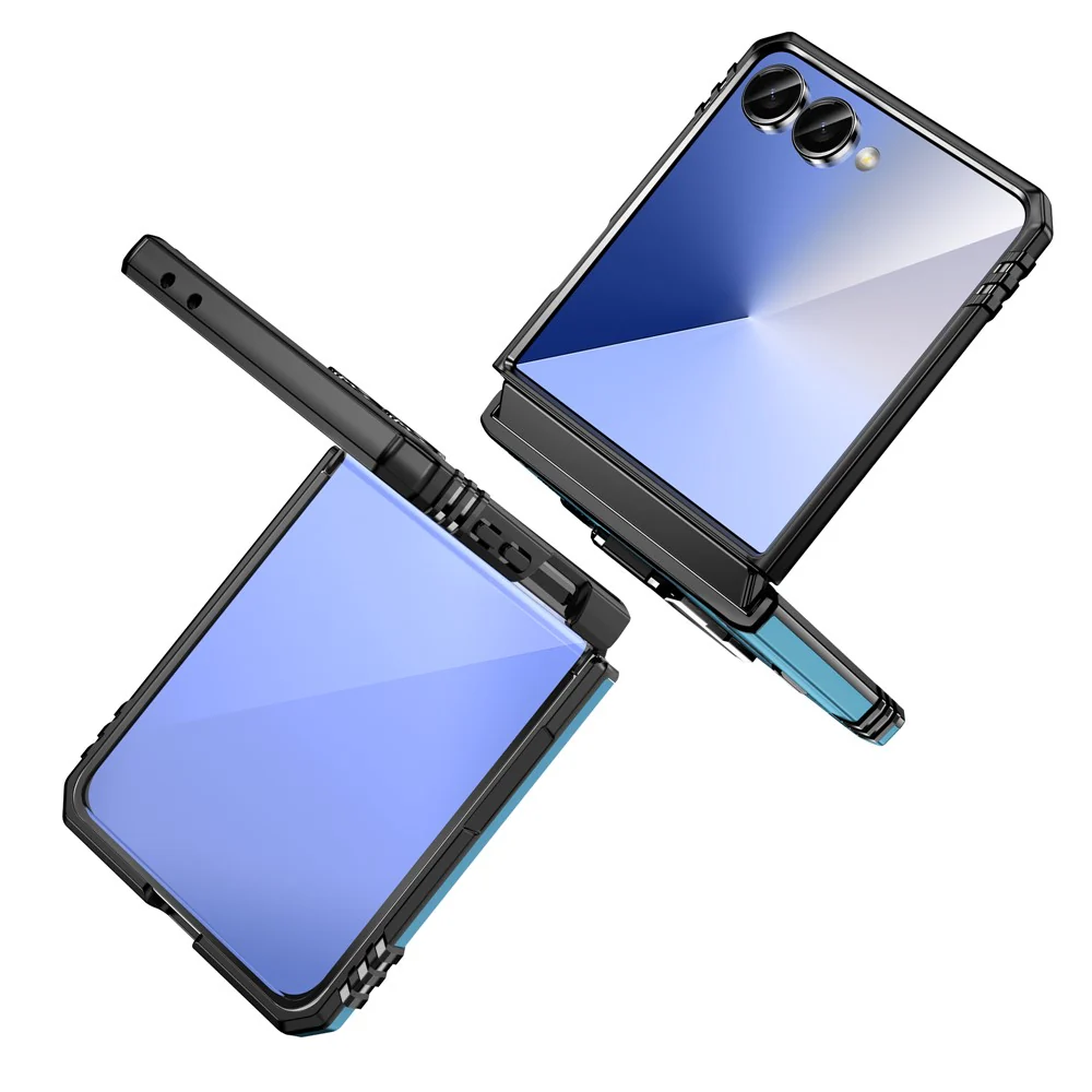 For Samsung Galaxy Z Flip7 5G Case Kickstand Slide Lens Lid PC + TPU Drop - Baby Blue - Image 3