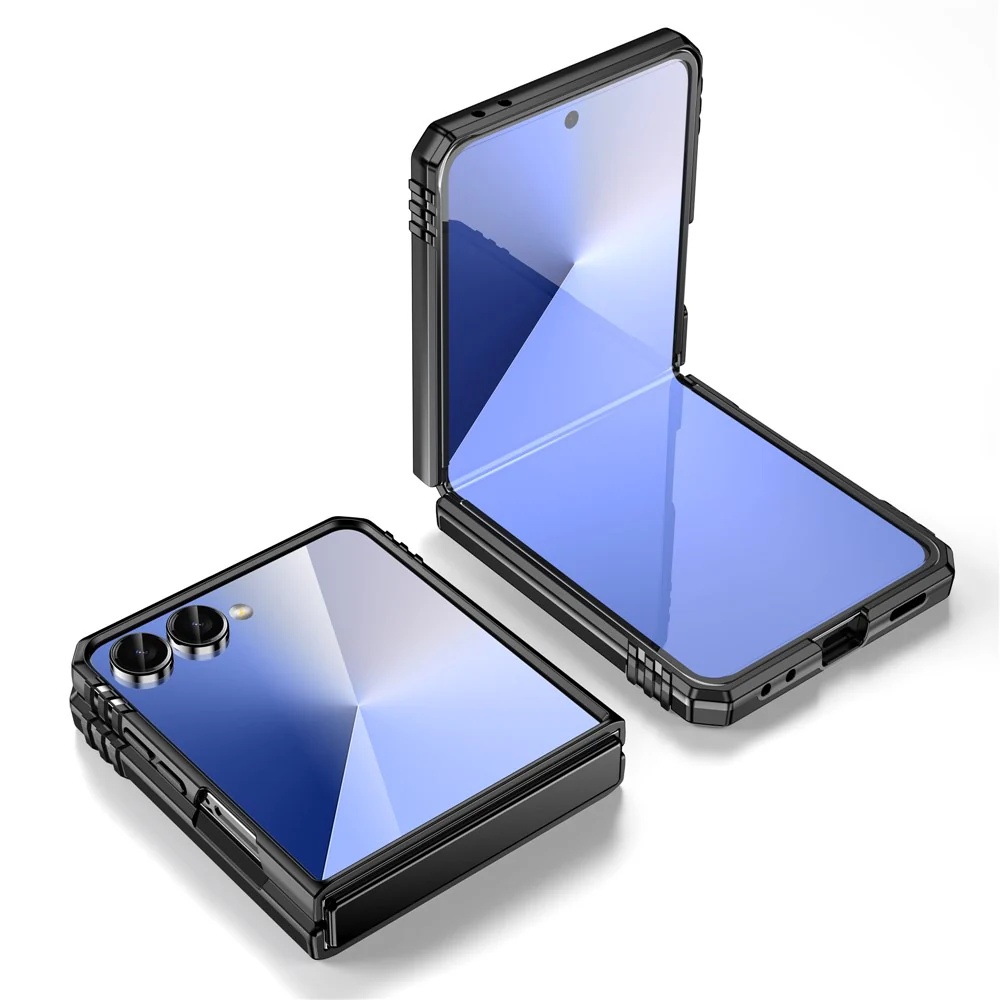 For Samsung Galaxy Z Flip7 5G Case Kickstand Slide Lens Lid PC + TPU Drop - Black - Image 2