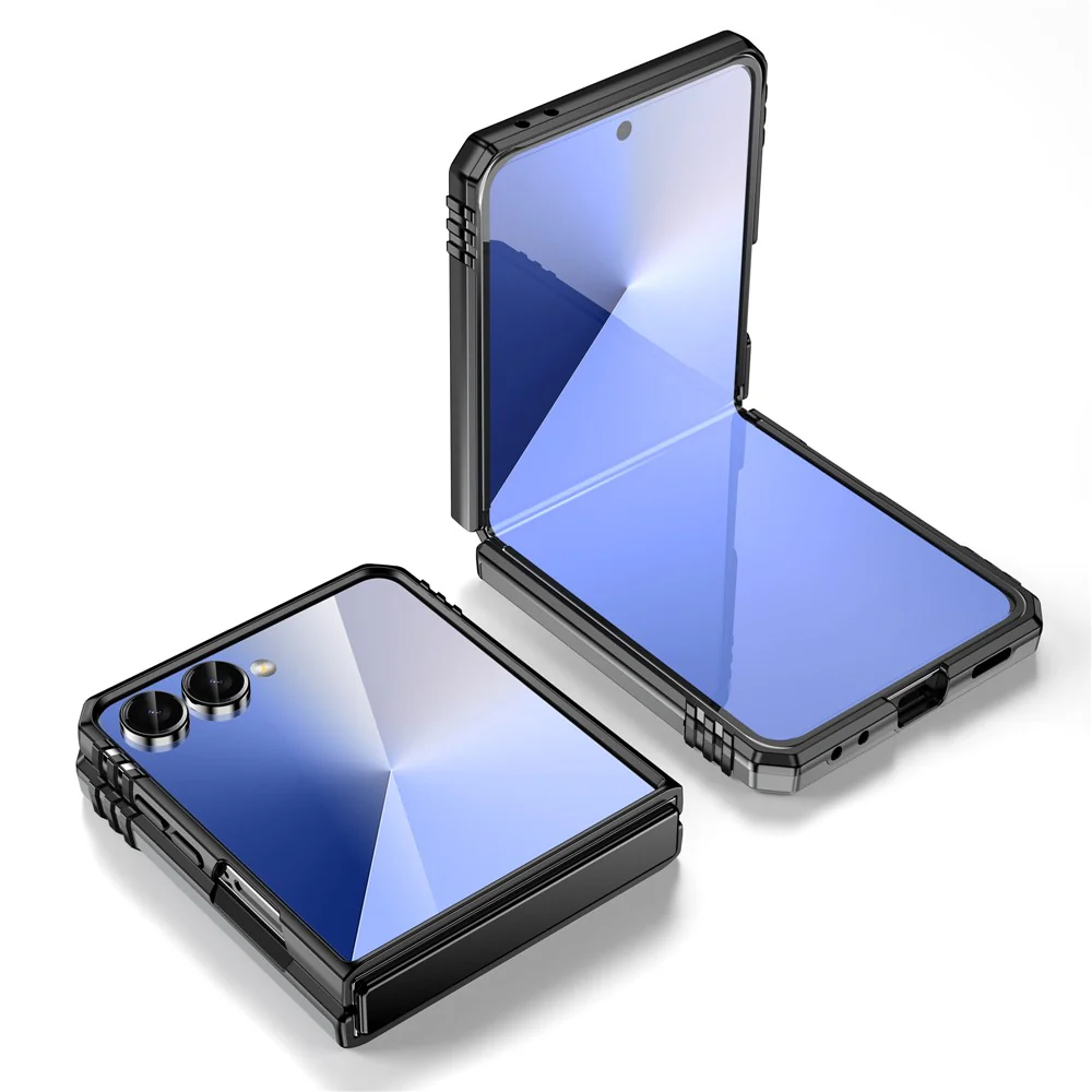 For Samsung Galaxy Z Flip7 5G Case Kickstand Slide Lens Lid PC + TPU Drop - Grey - Image 2