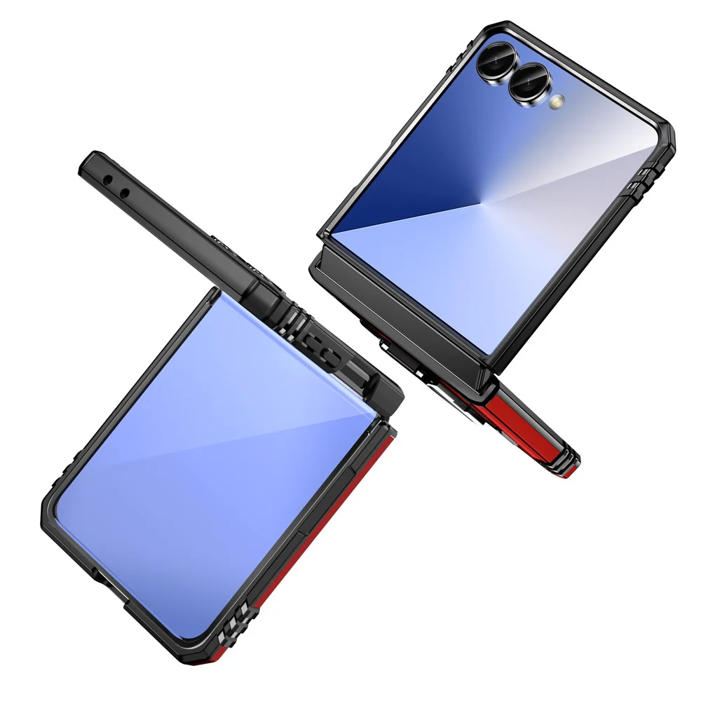 For Samsung Galaxy Z Flip7 5G Case Kickstand Slide Lens Lid PC + TPU Drop - Red - Image 3
