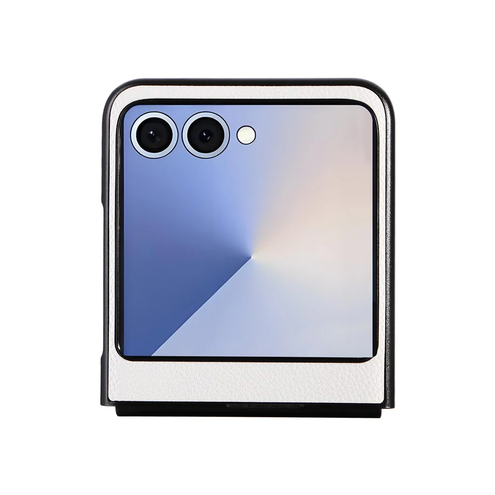 For Samsung Galaxy Z Flip7 5G Case Litchi Texture Leather + Hard PC Phone Cover - White - Image 5